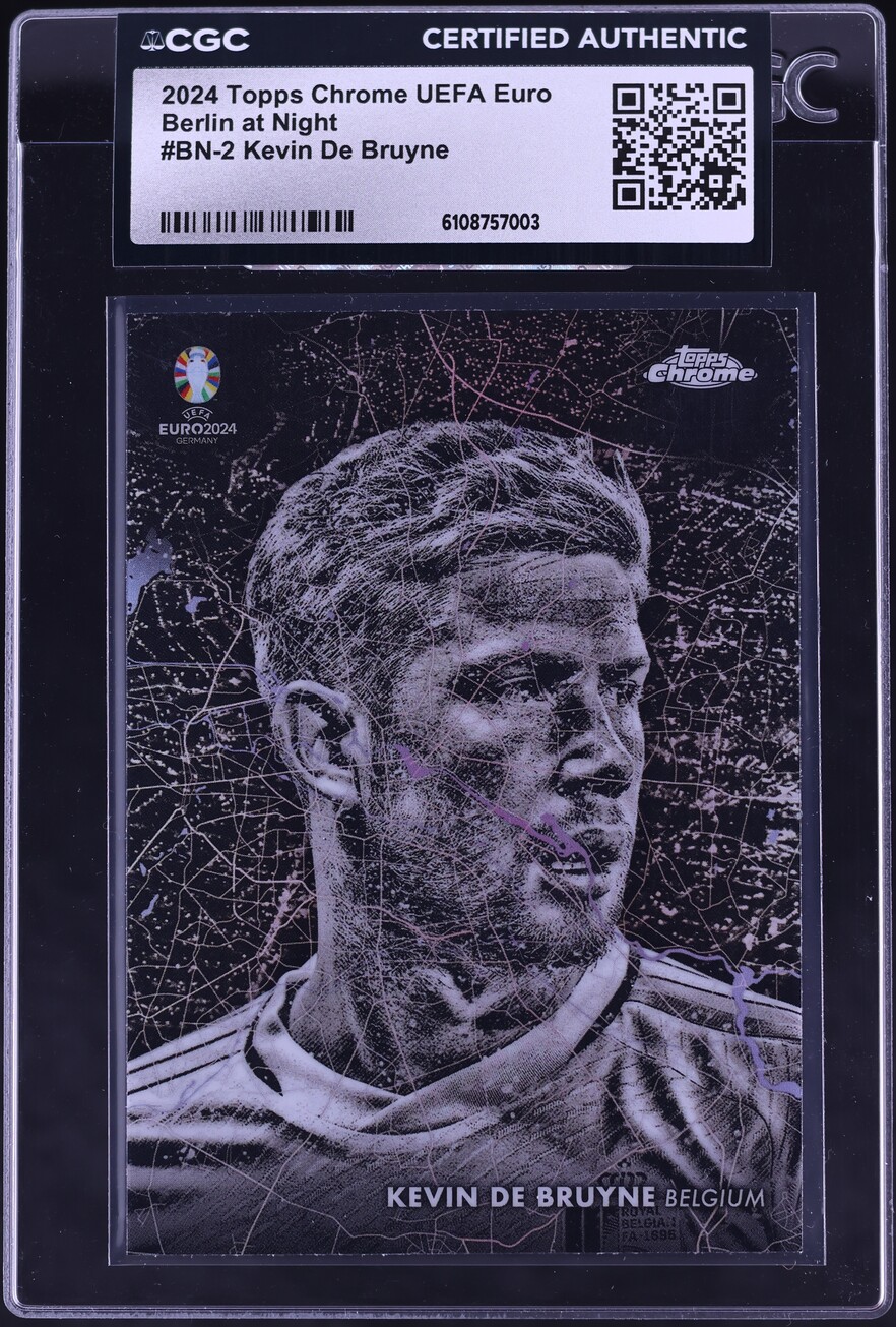 Kevin De Bruyne 2024 Topps Chrome UEFA EURO Berlin at Night BN-2, CGC Authentic holder shown as a design reference