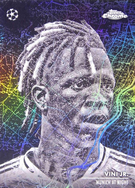 Vini Jr. 2024/25 Topps Chrome UEFA Club Competitions Munich at Night MN-7, sourced card photograph